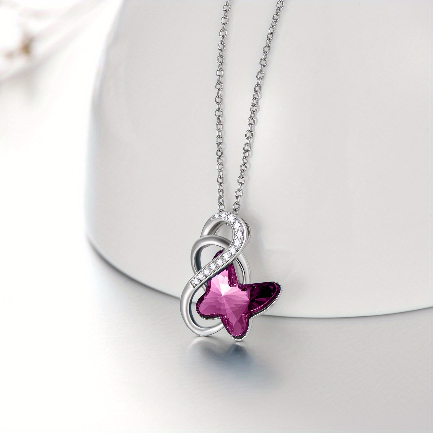 925 Sterling Silver Infinity Butterfly Pendant Necklace